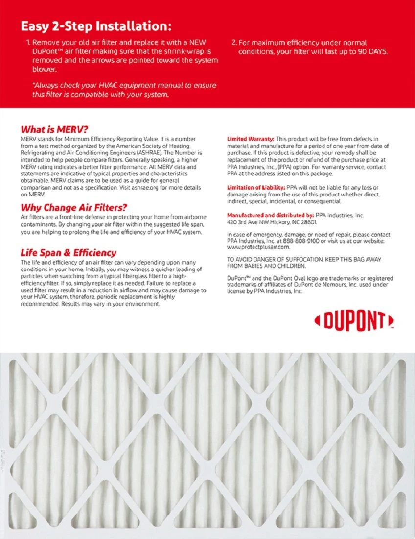 14x36x1 (13.5 X 35.5) DuPont™ Allergen Air Filter (MERV 11) 2 14x36x1 (13.5 X 35.5) DuPont™ Allergen Air Filter (MERV 11) - Image 2