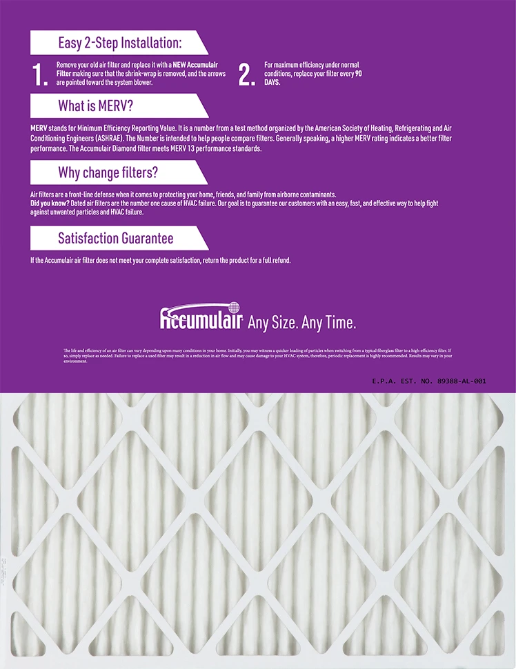 15x15x4 (Actual Size) Accumulair Diamond Filter MERV 13 2 15x15x4 (Actual Size) Accumulair Diamond Filter MERV 13 - Image 2