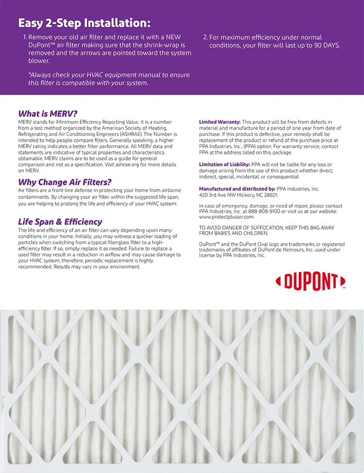 12x36x1 (11.5 X 35.5) DuPont™ Ultimate Air Filter (MERV 13) 2 12x36x1 (11.5 X 35.5) DuPont™ Ultimate Air Filter (MERV 13) - Image 2
